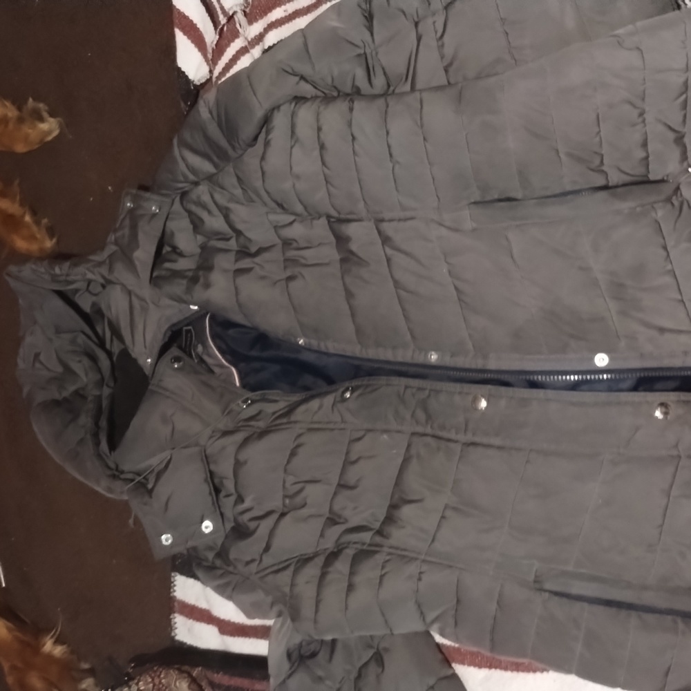 Tommy Hilfiger fluffy grey long winter coat